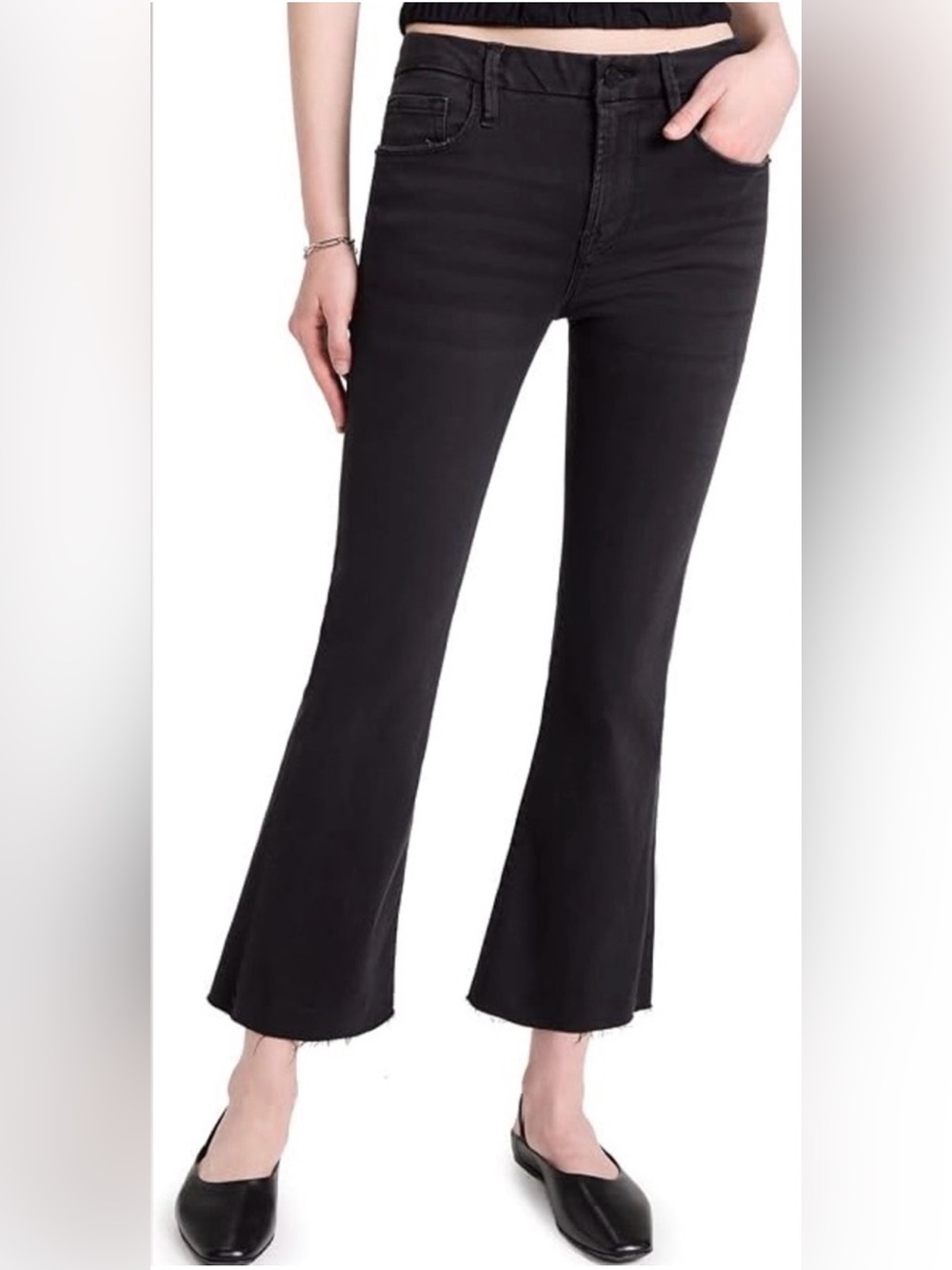 FRAME Le Crop Mini Boot Jeans Black Size 30 Denim